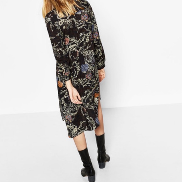 NWT ZARA PRINTED SHIRT DRESS - Picture 3 of 6